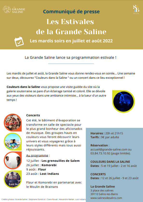 Communiqué de presse de la Grande Saline de Salins-les-Bains